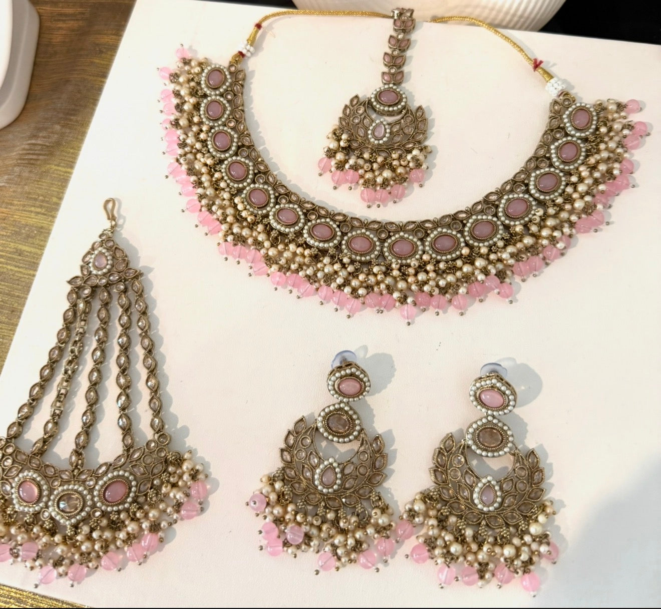 Pastel Pink Choker Necklace Set