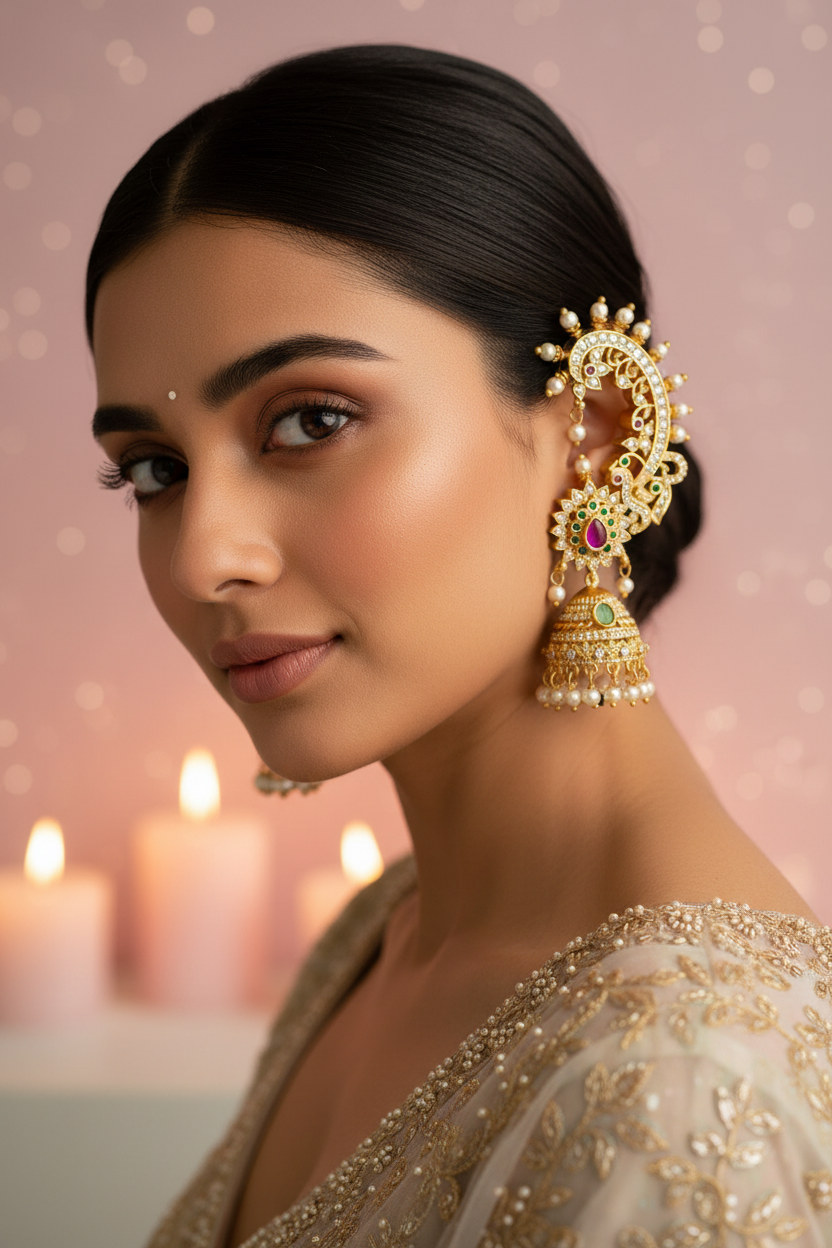 Crescent Jhumka on Model