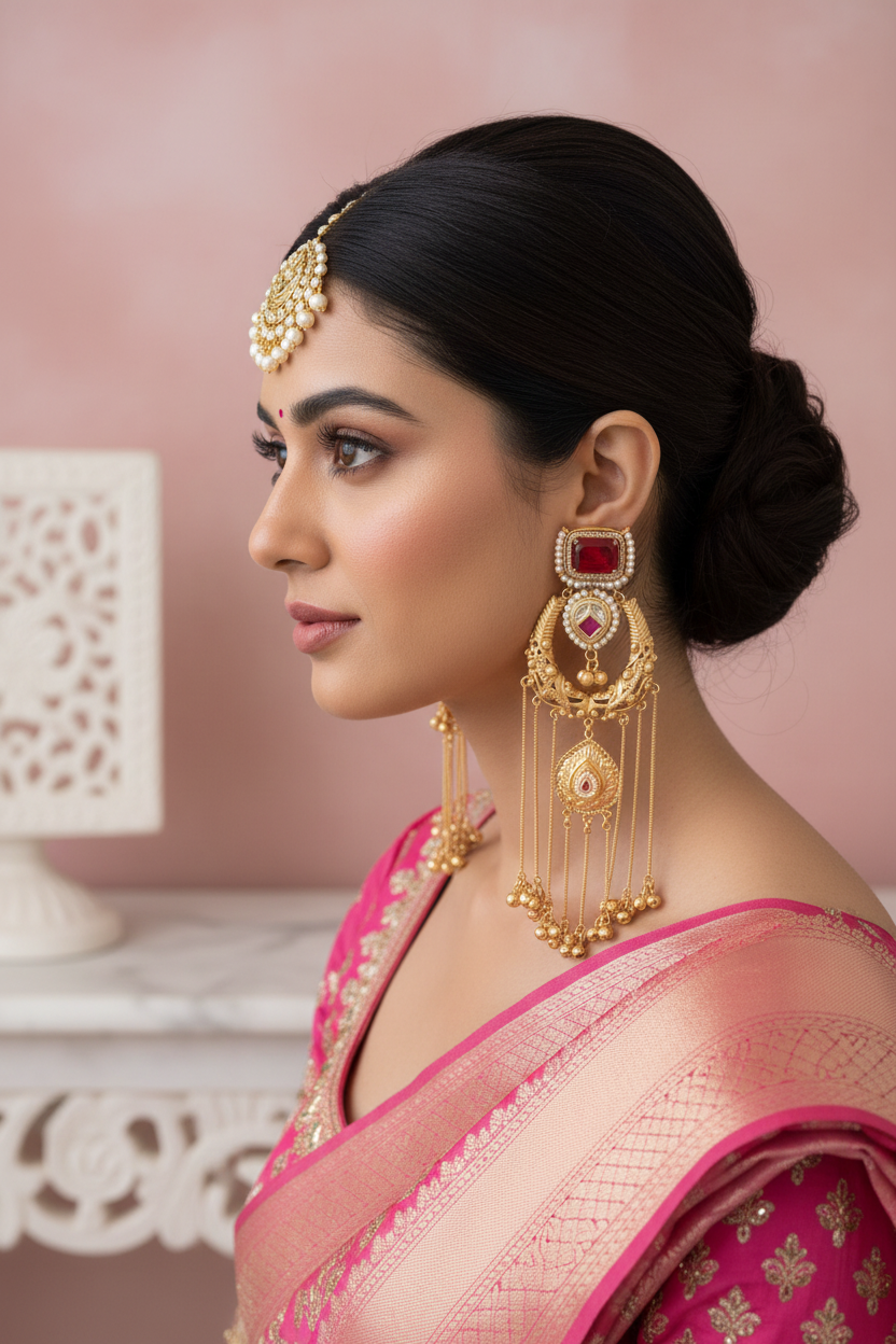 Kundan Earrings Profile Shot