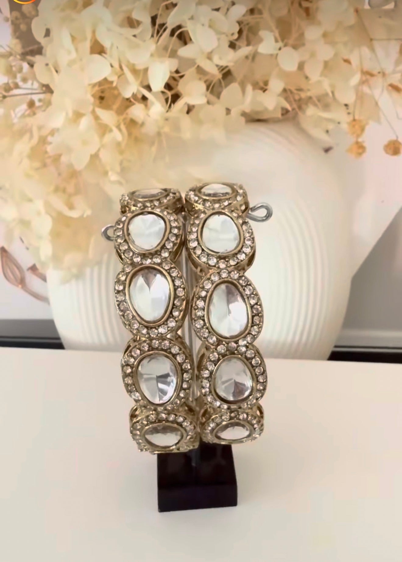 Silver Diamonds and CZs Bangle Kada