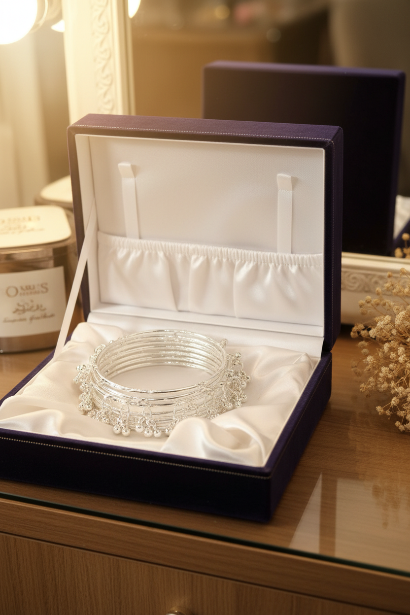 Kashmiri Silver Dangling Bangles