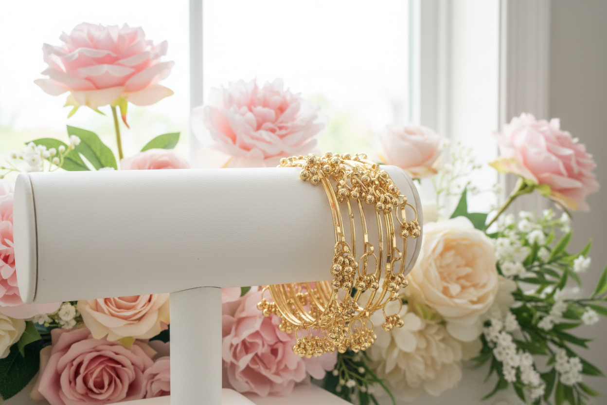 Kashmiri Gold Dangling Bangles