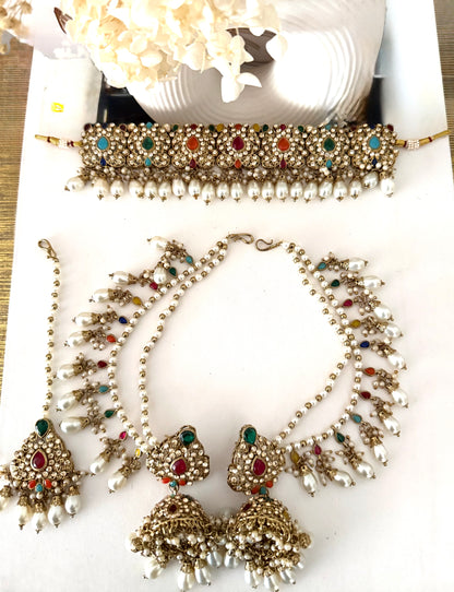 Gold Tone Multi necklace set