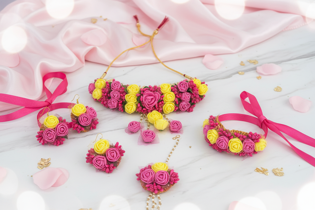 Pink & Yellow Floral Jewellery