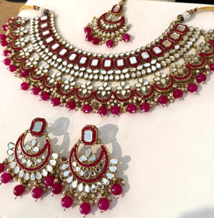 Gold & Hot Pink Necklace Set