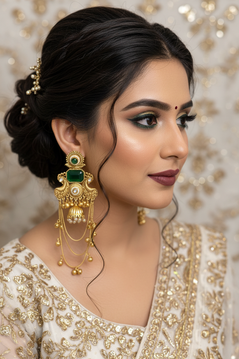 Green & Gold Kashmiri Jhumki