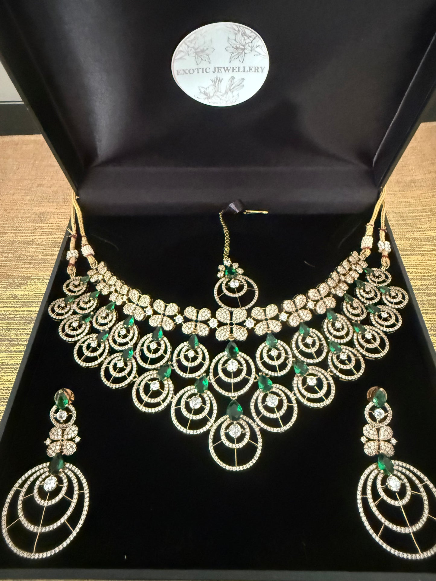 Gold & Green American Diamond (AD) Set