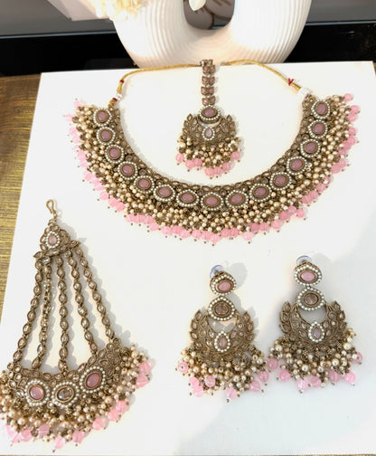 Pastel Pink Choker Necklace Set