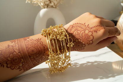 Kashmiri Gold Dangling Bangles