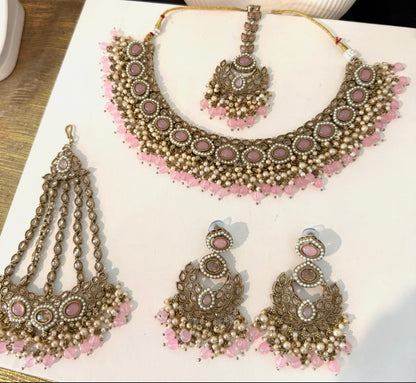 Pastel Pink Choker Necklace Set