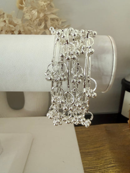 Kashmiri Silver Dangling Bangles