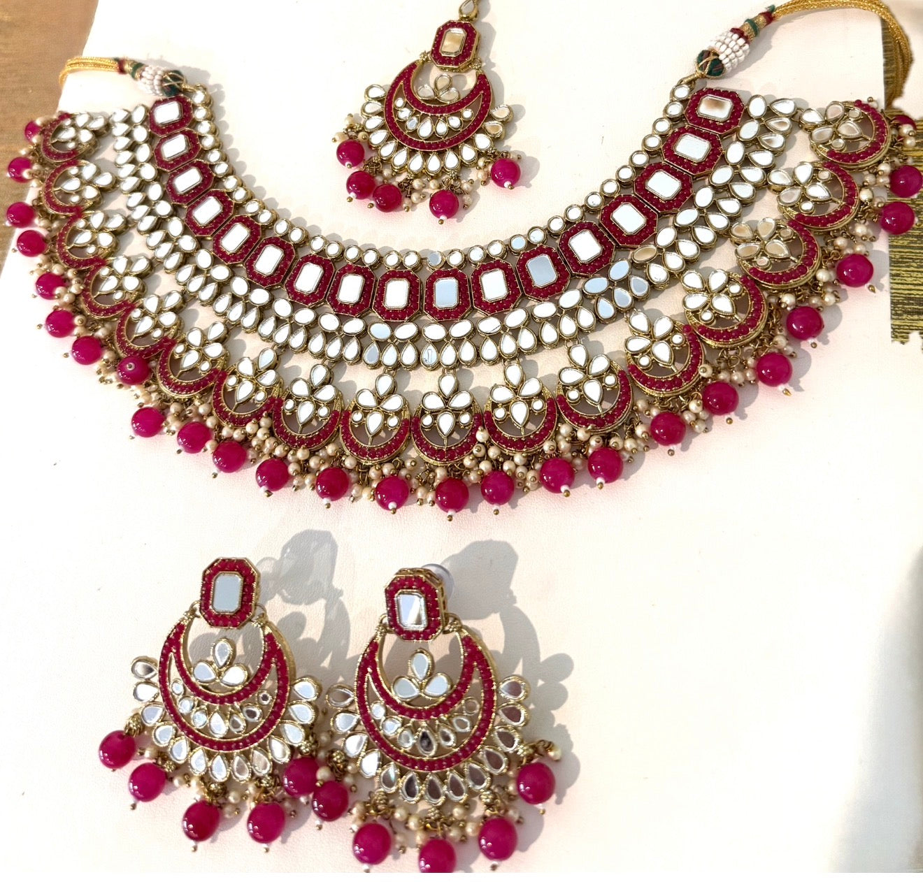 Gold & Hot Pink Necklace Set