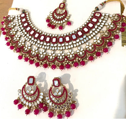 Gold & Hot Pink Necklace Set