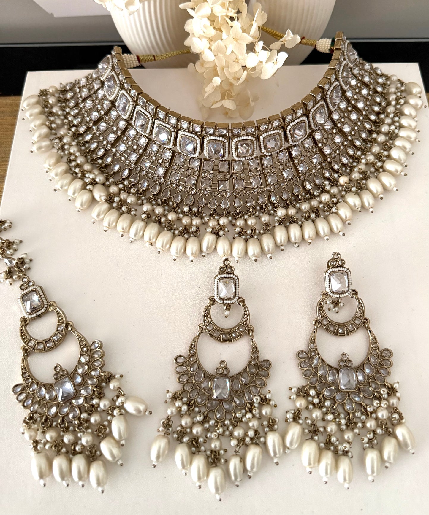 Semi Bridal Gold Necklace Set