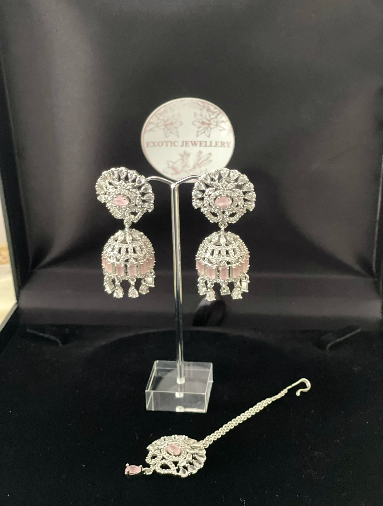 American Diamond Earrings Bindi Set