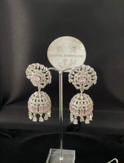 American Diamond Earrings Bindi Set