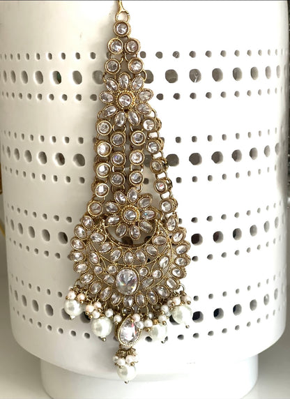 Gold & White Pearls Pasa Jhoomer