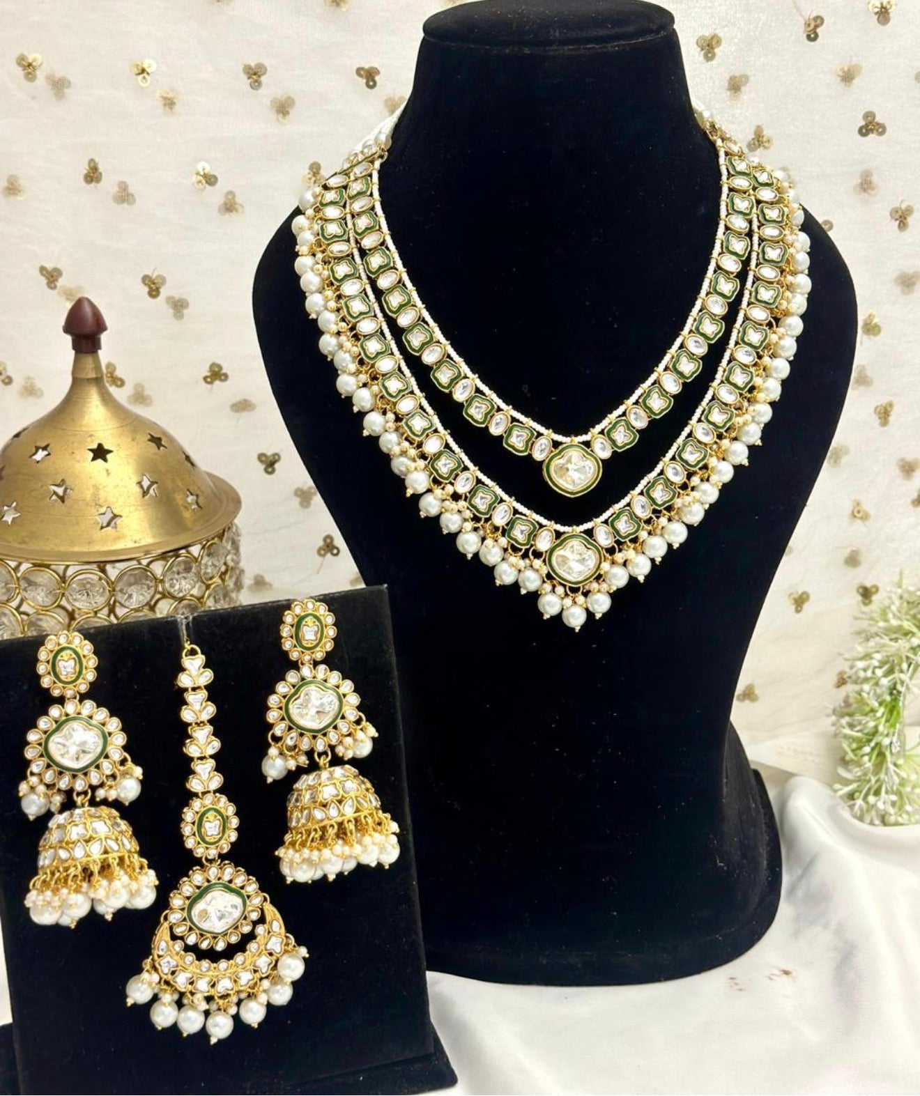 Gold Tone Two Layered necklace Set