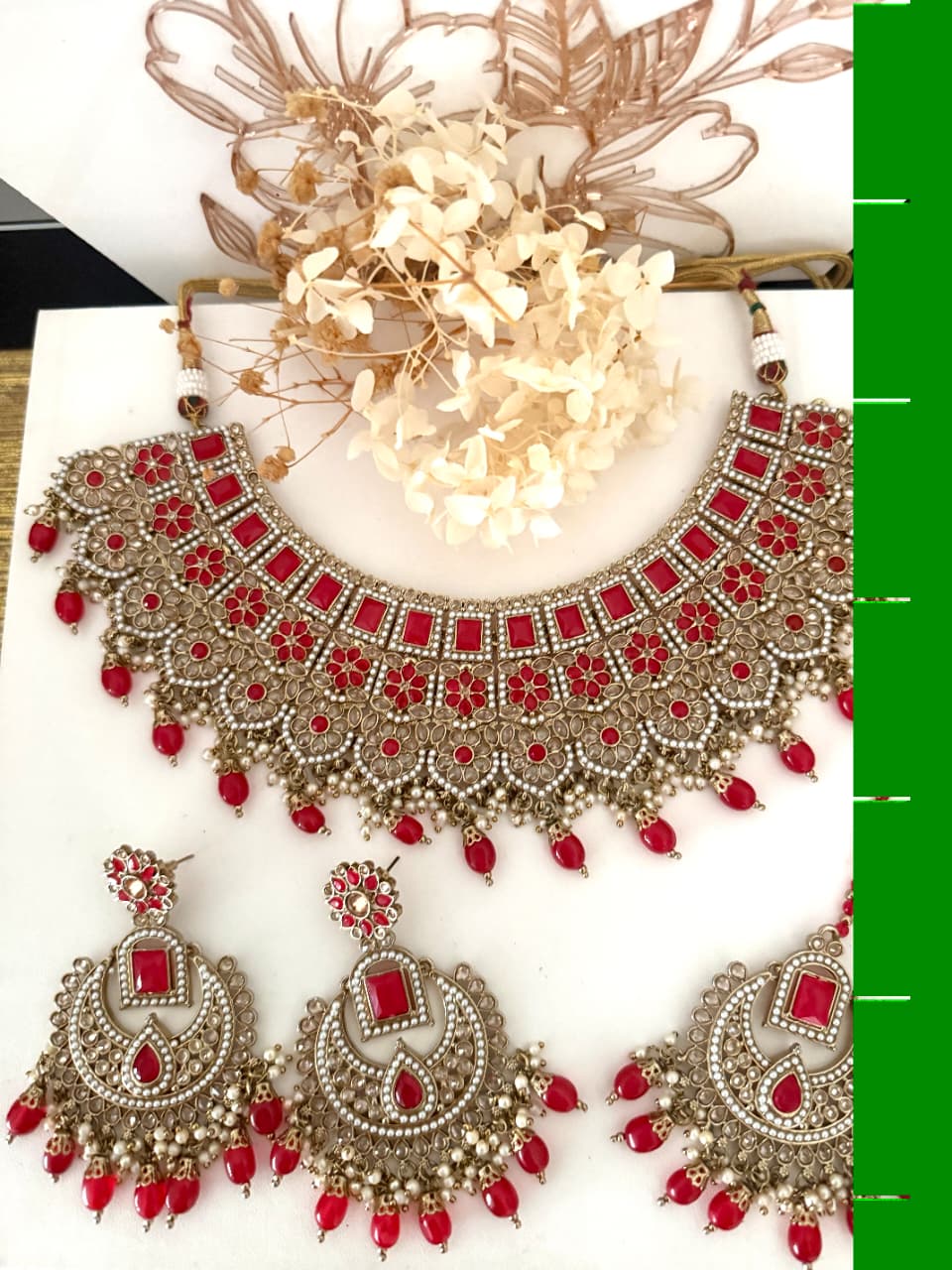 Gold & Red Necklace Set