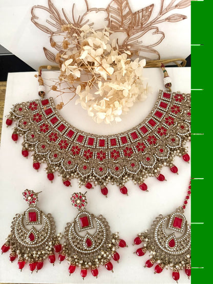 Gold & Red Necklace Set