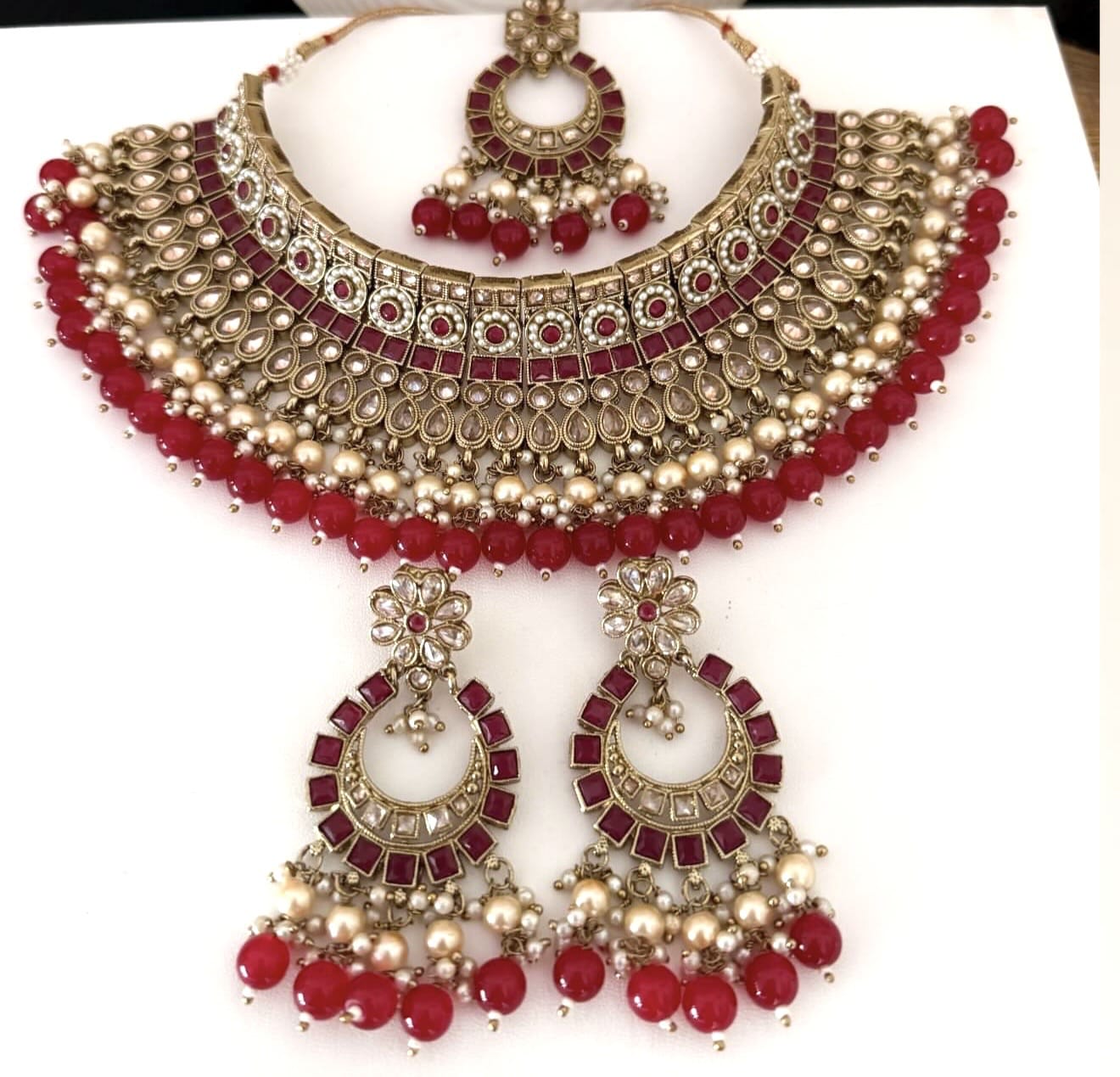 Red & Gold Choker Necklace Set