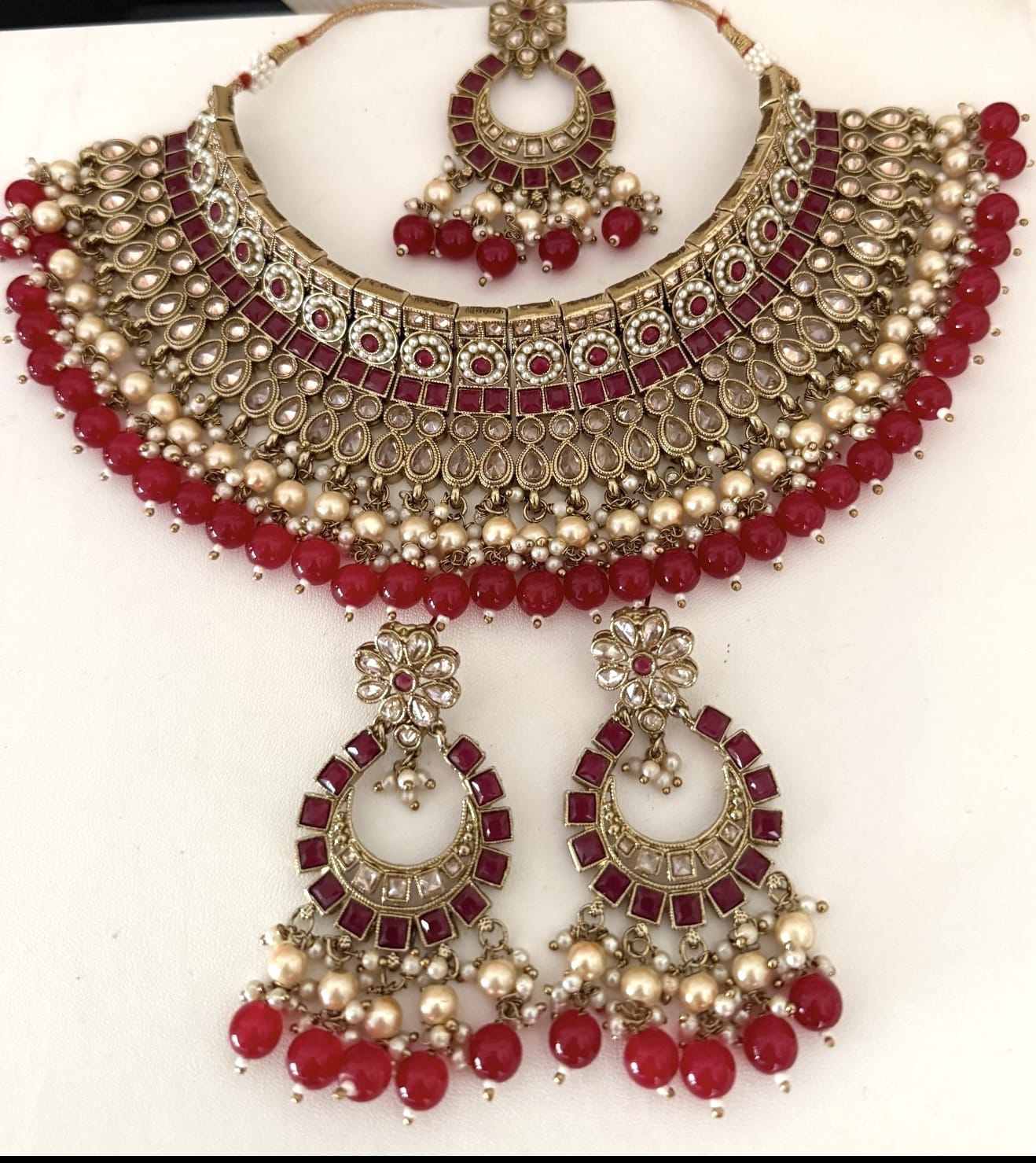 Red & Gold Choker Necklace Set