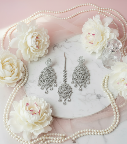 American Diamond Earrings - Flat Lay Style