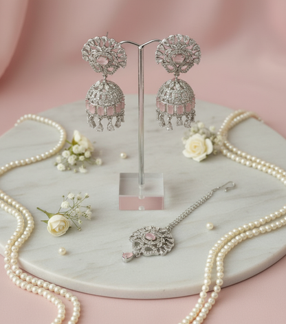 American Diamond Earrings Set - Smaller Flowers