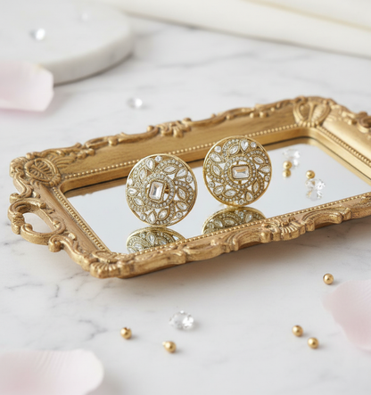 Baroque-style gold jewelry tray presentation