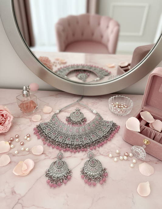 Blush pink vanity setup