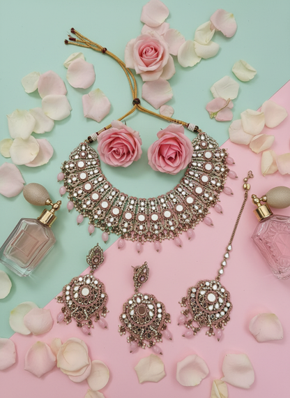 Bridal Set with Cascading Rose Petals