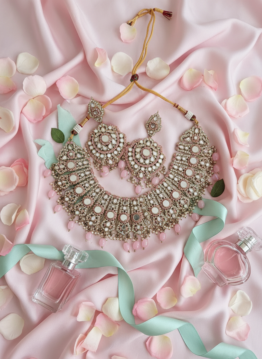 Bridal Set with Circular Rose Frame