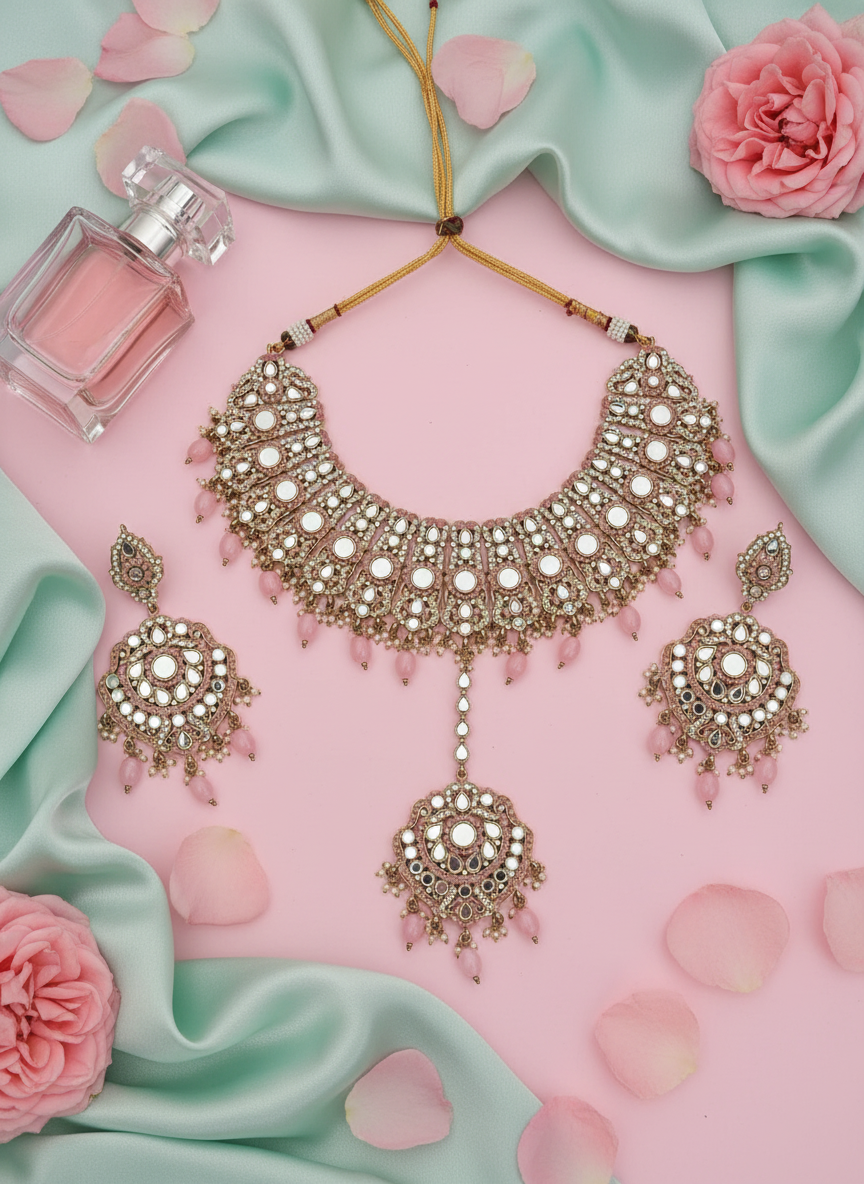 Bridal Set with Mint Silk and Rose Petals