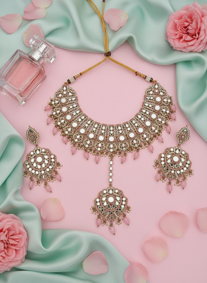 Bridal Set with Mint Silk and Rose Petals