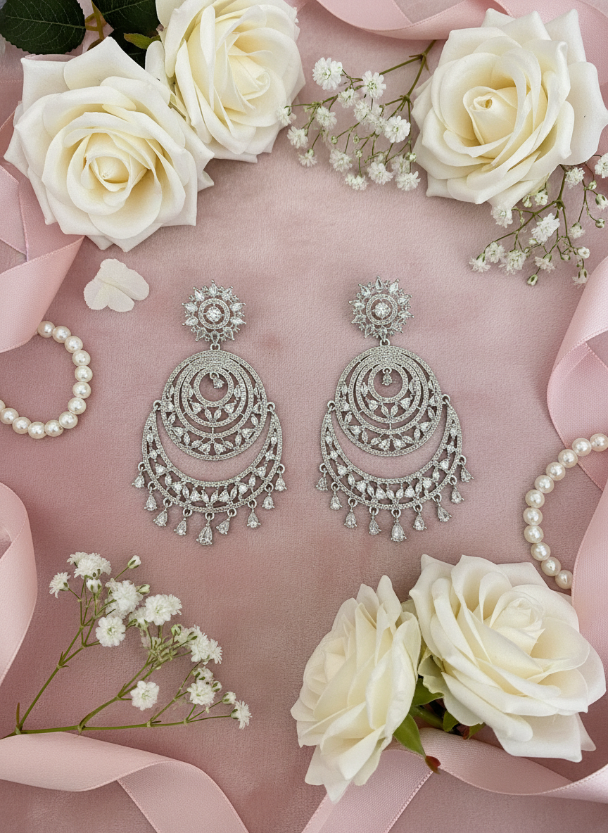 Chandbali earrings on blush velvet