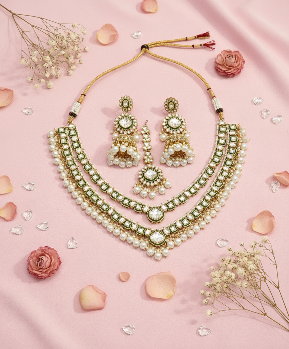 Complete Necklace Set with Flowers
