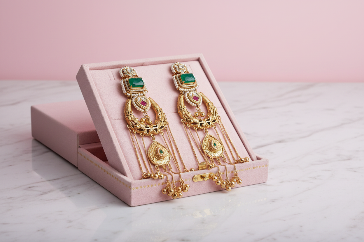 Emerald Earrings in Box
