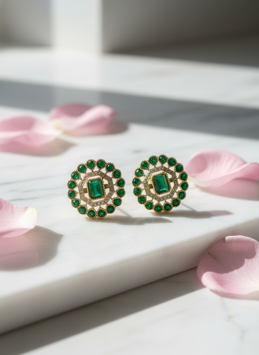 Emerald earrings minimalist
