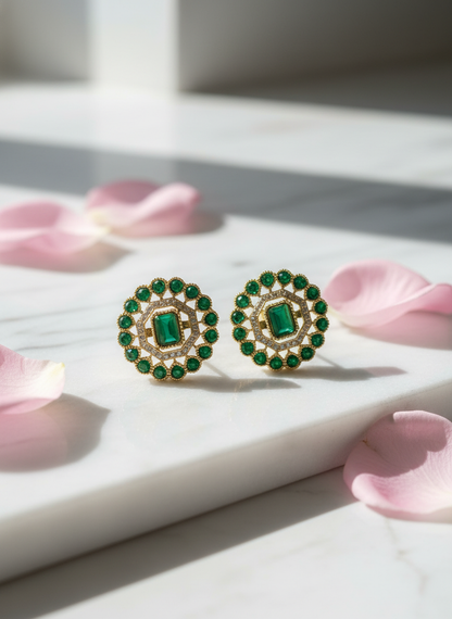 Emerald earrings minimalist