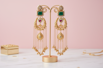Emerald Earrings on Stand