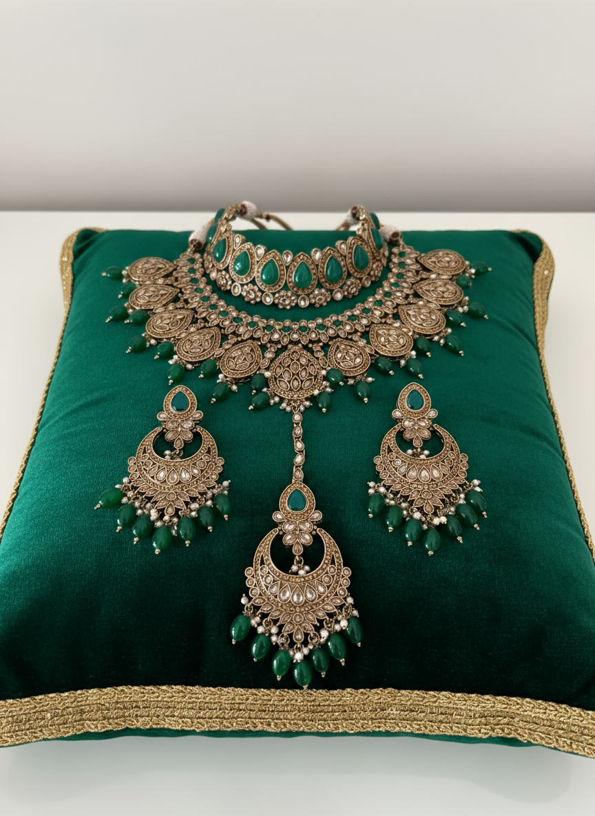 Emerald Velvet Cushion Display