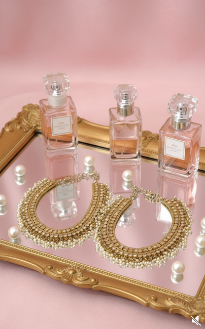 Gold Anklet Payal - Pair