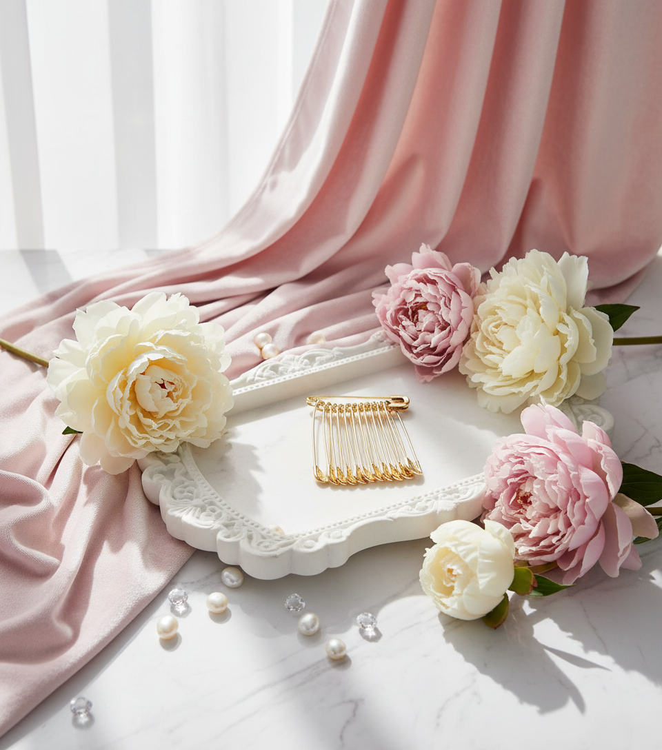 Gold Brooch White Ceramic Tray