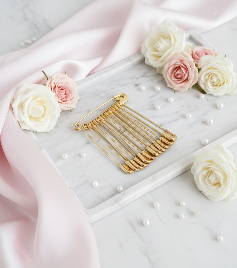 Gold Brooch White Marble Tray