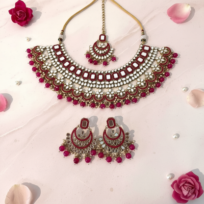Gold & Hot Pink Necklace Set