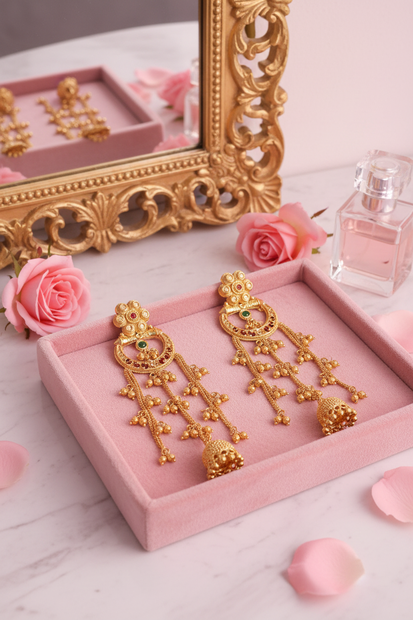 Gold Jhumka Earrings – Luxury Vanity Style