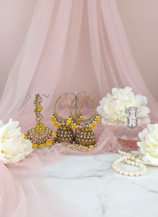 Gold Tone & Yellow Jhumki