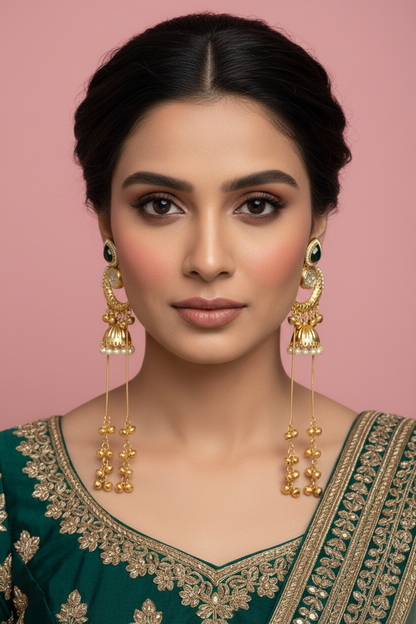 Green Chand Bali - On Model