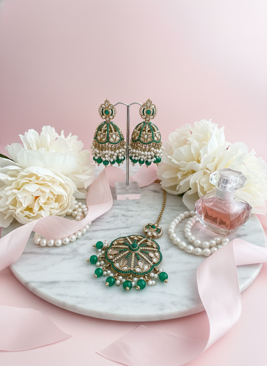 Green Jhumki Luxury Vanity Setup