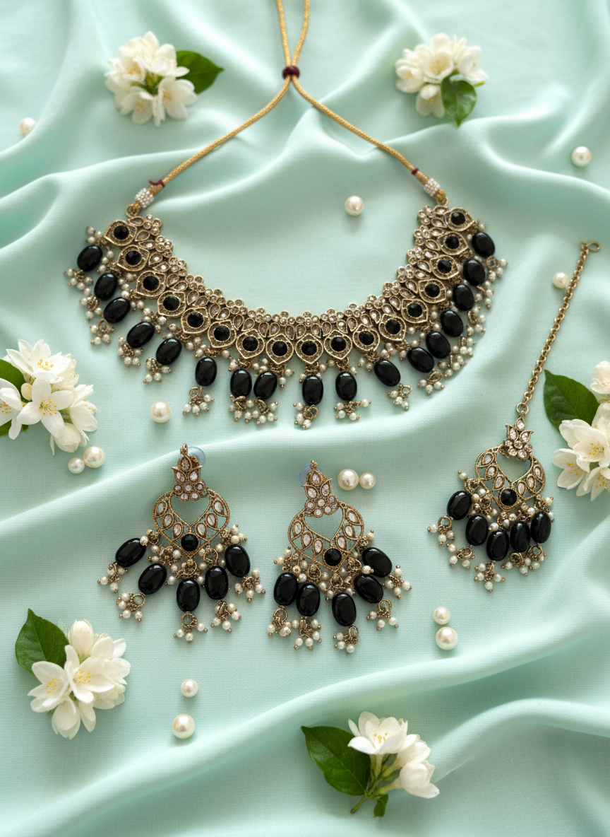 Jewellery set on mint background
